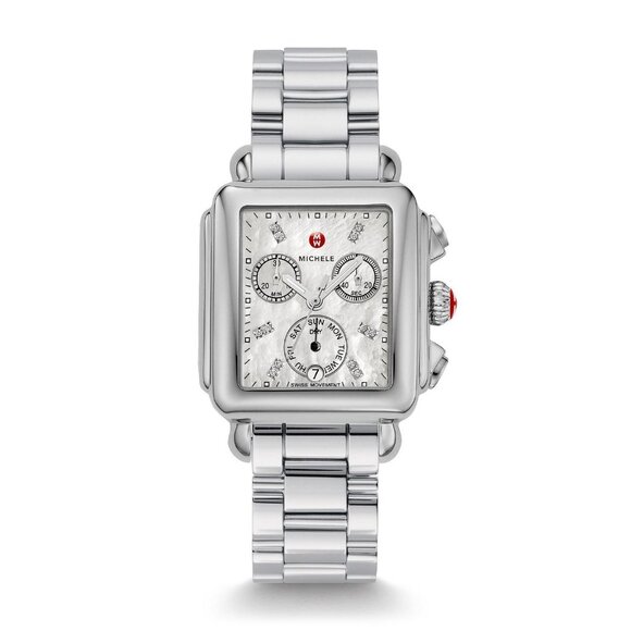 Michele Accessories - Michele Signature Deco Mother of Pearl / Diamond Dial, Stainless Steel